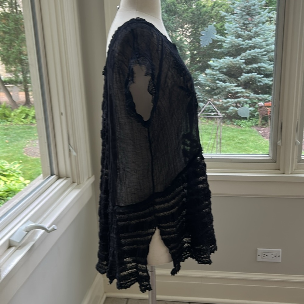 Free People oversized diaphanous black lace and net top - Picture 2 of 11